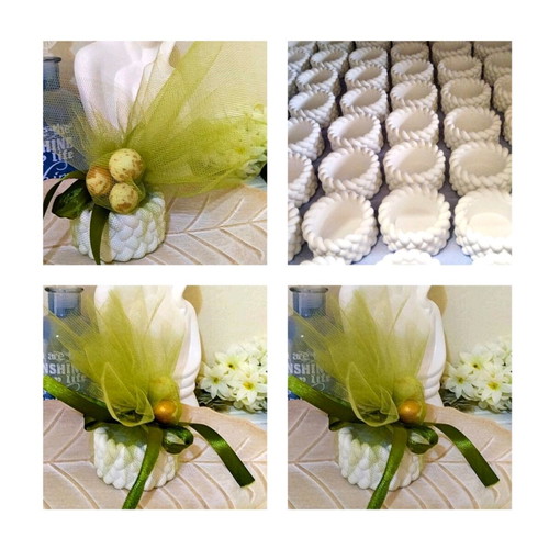 Handmade bombonieres with ceramic base for tealight made to order