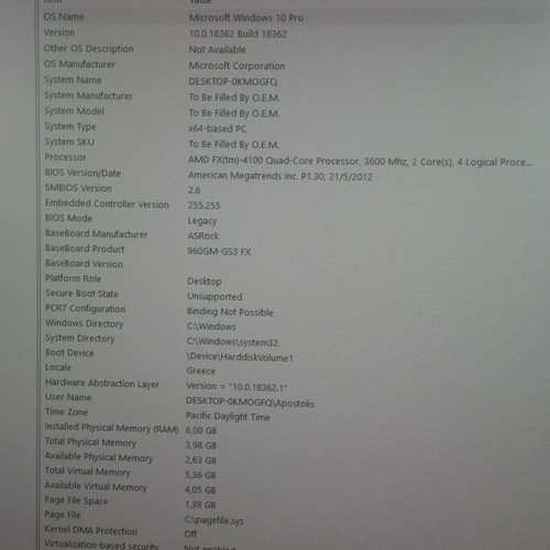 Σετ μητρικής Asrock 960GM-GS3 με CPU FX 4100, HDD, GPU, 6GB RAM μεταχειρισμένο