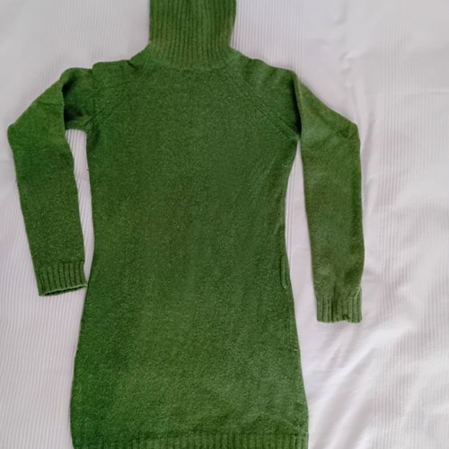 Wool sweater dress used, green Zara size M