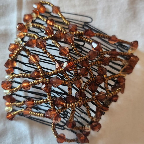 Elastic hair comb with beads for bun new