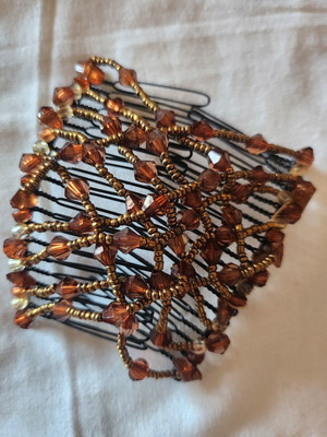 Elastic hair comb with beads for bun new