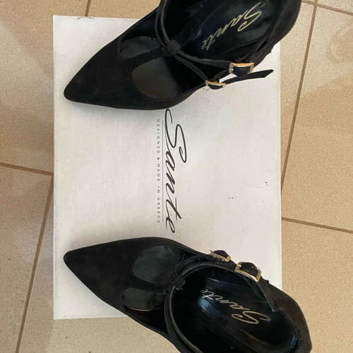 Γυναικείες γόβες Sante 36 μαύρες suede ψηλές σαν καινούργιο