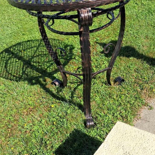 Garden table wrought iron new, handmade with copper patina