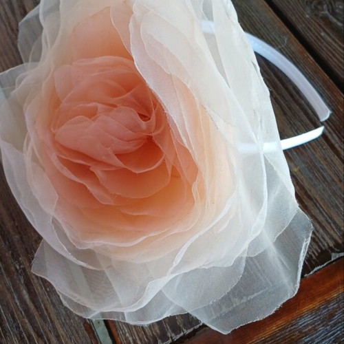 Bridal hairband large handmade rose new
