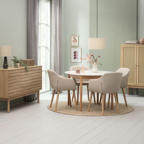 Dining chairs new with beige fabric available immediately