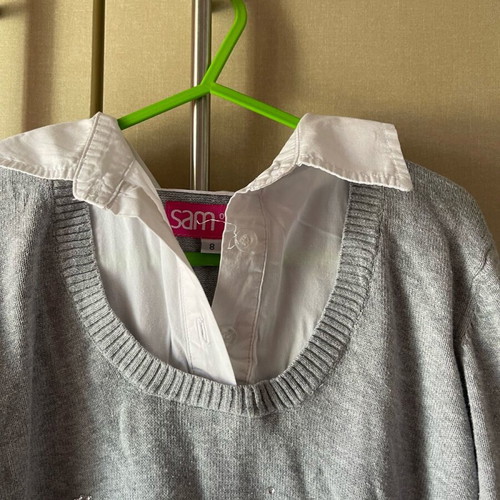 Children's dress 8 years used, gray, 128 cm