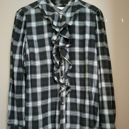 Massimo Dutti plaid shirt like new, gray and brown, size 46