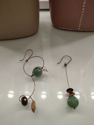 Earrings modern handmade with stones new