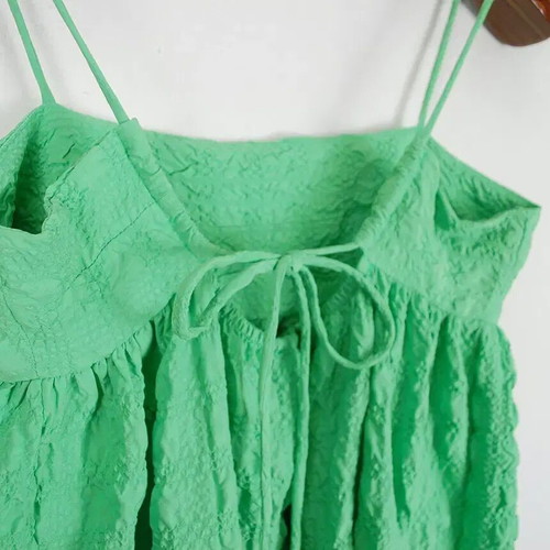 Zara green textured maxi dress size large new