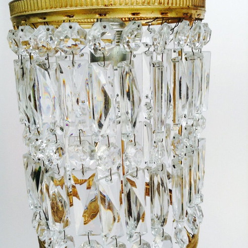 Brass ceiling light used with crystals