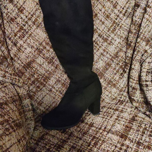Boots black castor over-the-knee heel height 9 cm like new size 38