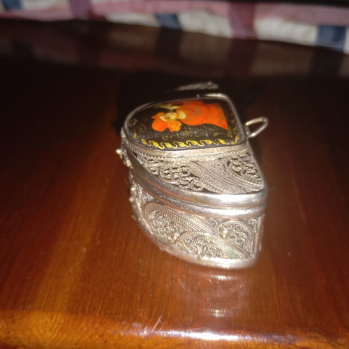 Retro decorative box used, Palekh miniature style