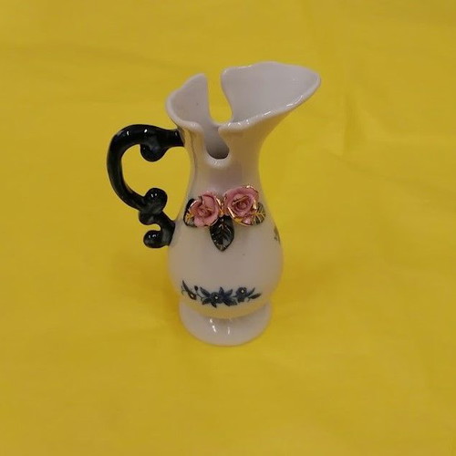 Vintage porcelain decorative mini jug with embossed roses like new