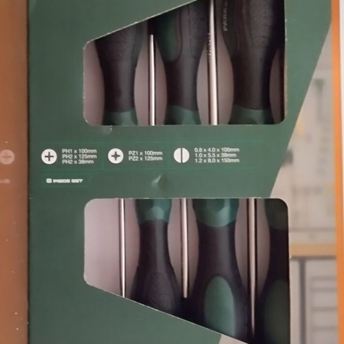 PARKSIDE screwdriver set 6 pcs, PH/PZ/flat, large handles, new