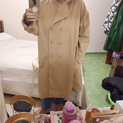 Oversized beige gabardine coat new, size XL, Missguided