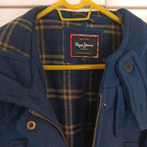 Pepe Jeans coat like new, blue, size Large, 100% wool