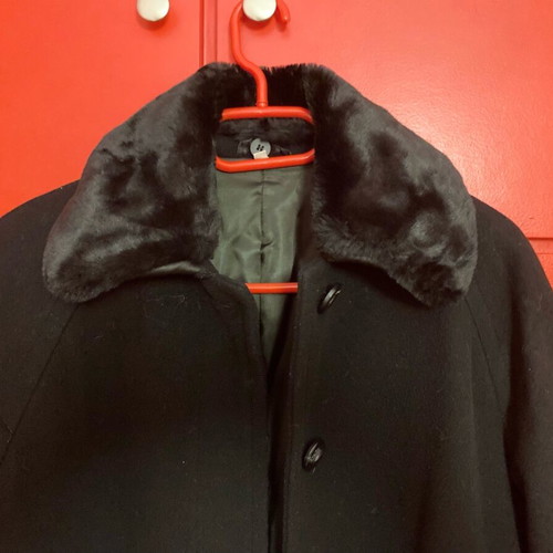 Vintage women's long black coat Carol like new, size XL+