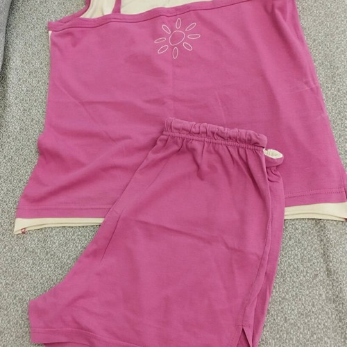 Mystico women's summer pajamas set L like new, pink and beige