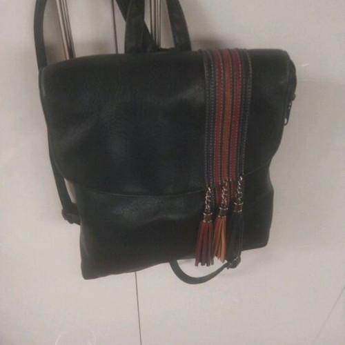 Backpack bag used, black, adjustable straps, faux leather