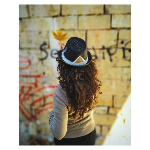 Straw Hat Crab Style Painted Unisex Black New
