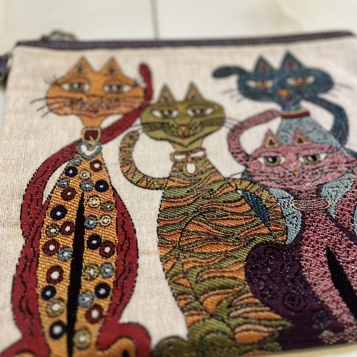 Toiletry bag like new, summer clutch with cat design