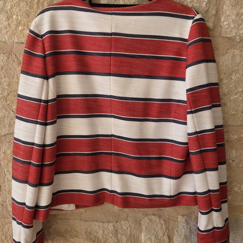 Mango Striped Cropped Jacket Blazer like new, red and blue
