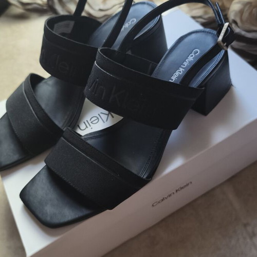 Calvin Klein sandals, black, size 38, low comfortable heel