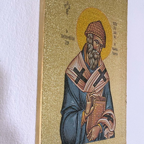 Saint Spyridon image new, fabric on canvas 20x30cm