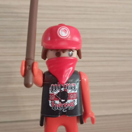 Playmobil fan figure of Olympiacos with team flag like new