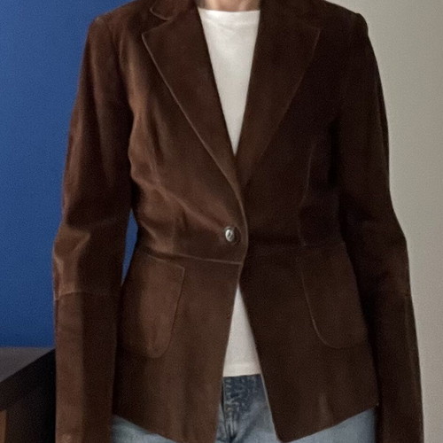 Marella brown castor leather jacket used, size small