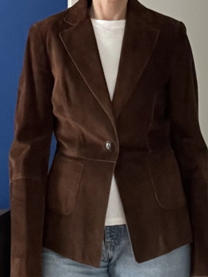Marella brown castor leather jacket used, size small