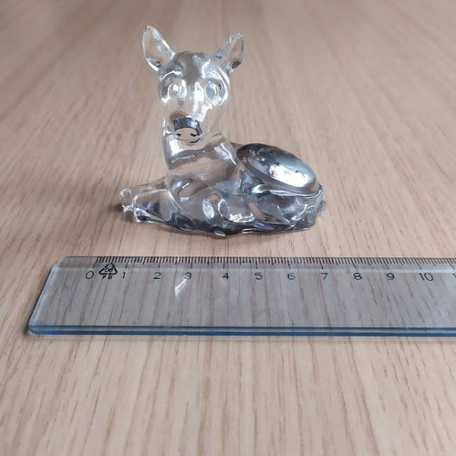 Glass dog figurine with silver detail like new