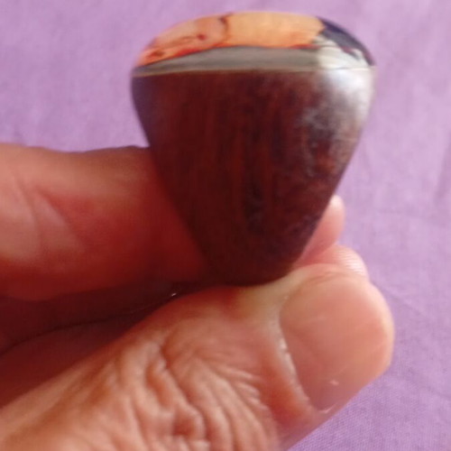 Wooden handmade rings set, like new, floral and portrait design