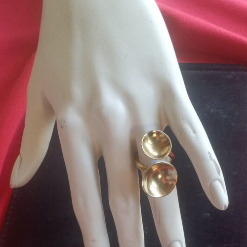 Gold-plated vintage 70's space age ring size 50 like new