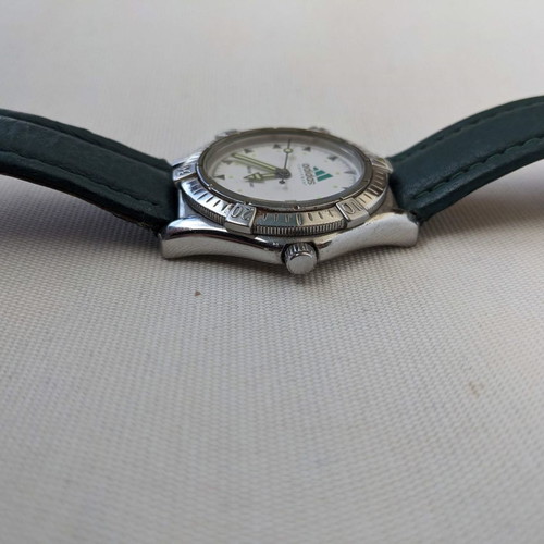 Adidas men's watch used with green leather strap