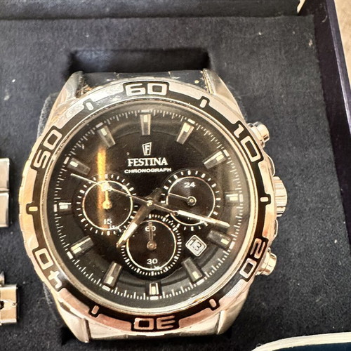 Festina men's watch with chronograph and date, silver