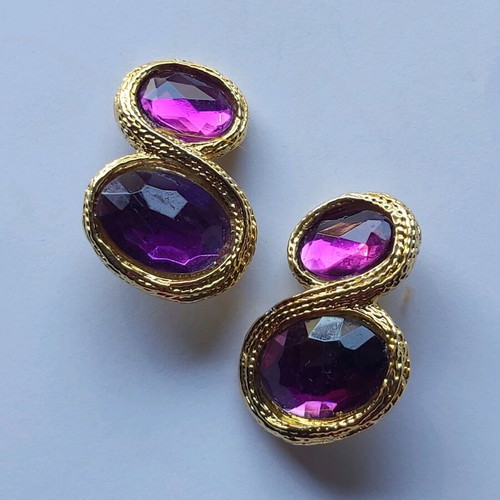 Clip-on earrings used, purple