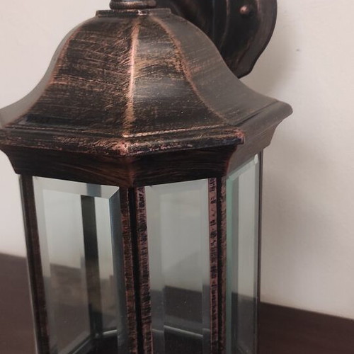 Outdoor Lantern Lamp made of Aluminum and Glass, Copper Color