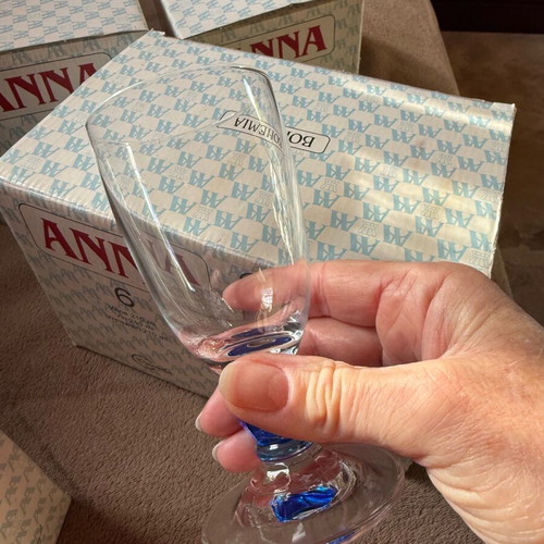 Bohemia crystal glass set like new, 12 water and 12 wine glasses