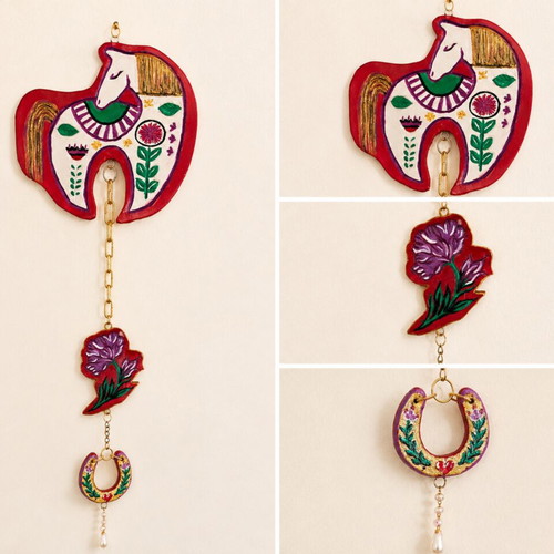 Good luck ornament ceramic handmade wall hanging