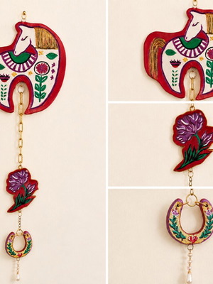 Good luck ornament ceramic handmade wall hanging