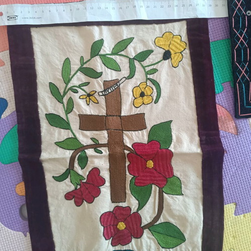 Embroidered handmade cross from 1930 new