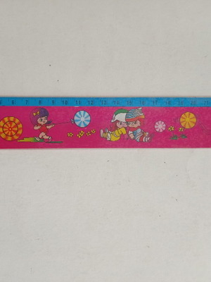 School ruler with moving images of kids and balls 25.5 cm new