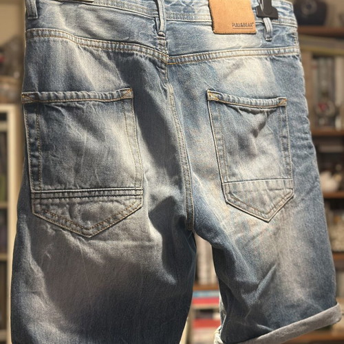 Pull & Bear denim shorts like new, men's size 40, grey and blue