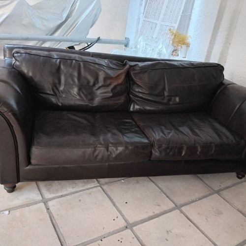 Leather 4-seater sofa