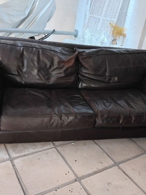 Leather 4-seater sofa