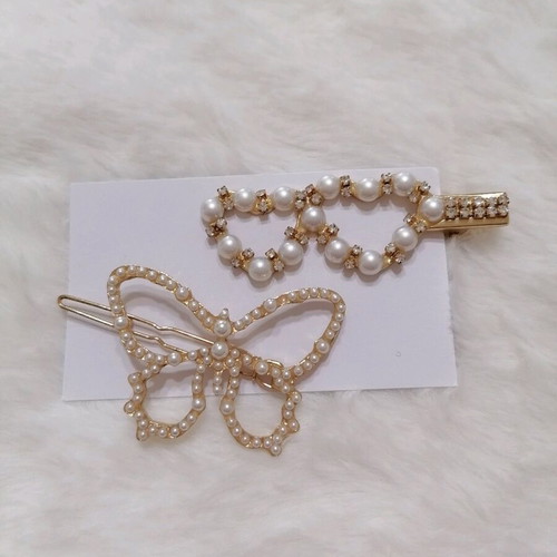 Women’s Hair Accessory Clip Set 2 with Pearls and Crystals new