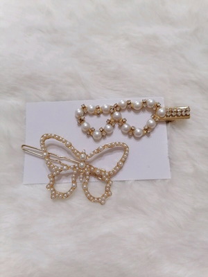 Women’s Hair Accessory Clip Set 2 with Pearls and Crystals new