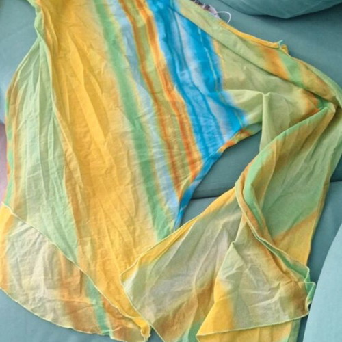 Lynne asymmetrical semi-transparent top like new, multicolor