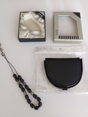 Worry beads in black with gift coin purse new